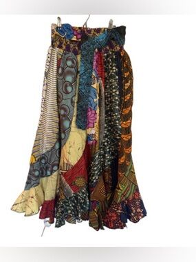 Jackpot Boho Multicolor Patchwork Maxi Skirt - Elastic Waist